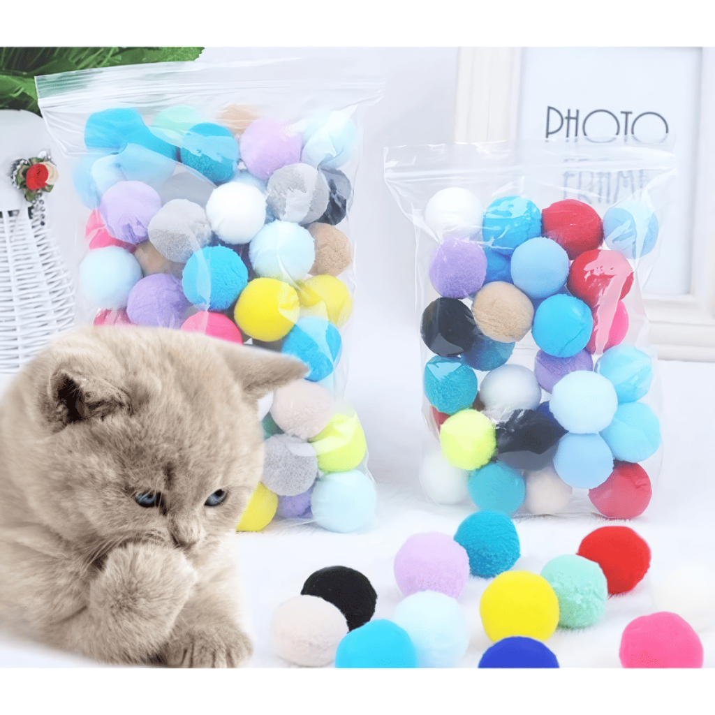 BOLA BULU MINI - Bola Mainan Kucing Bola Bulu Kucing Bola Kucing Bola Gigit Kucing Aksesoris Kucing