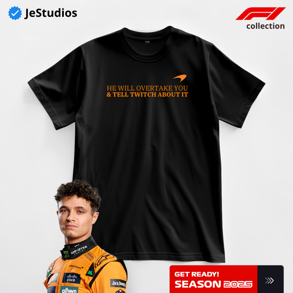 Kaos Tshirt F1 Lando Norris Overtake McLaren Formula 1