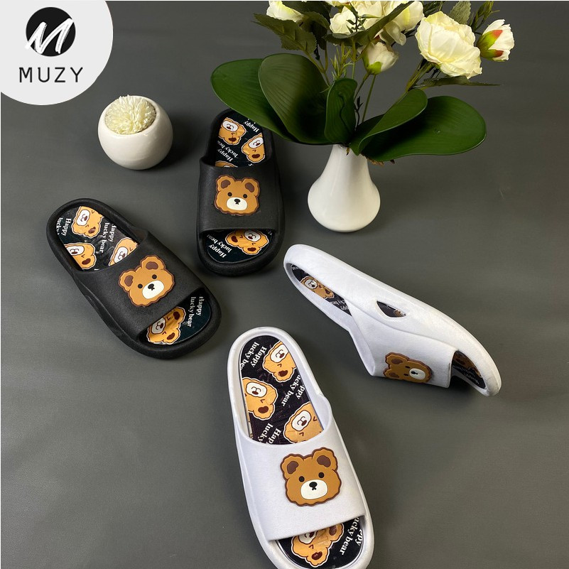 TERMURAH TERBARUMuzy Sandal Wanita Selop Karakter Bear Lucu Sandal Slip On Karet Lentur, Nyaman &