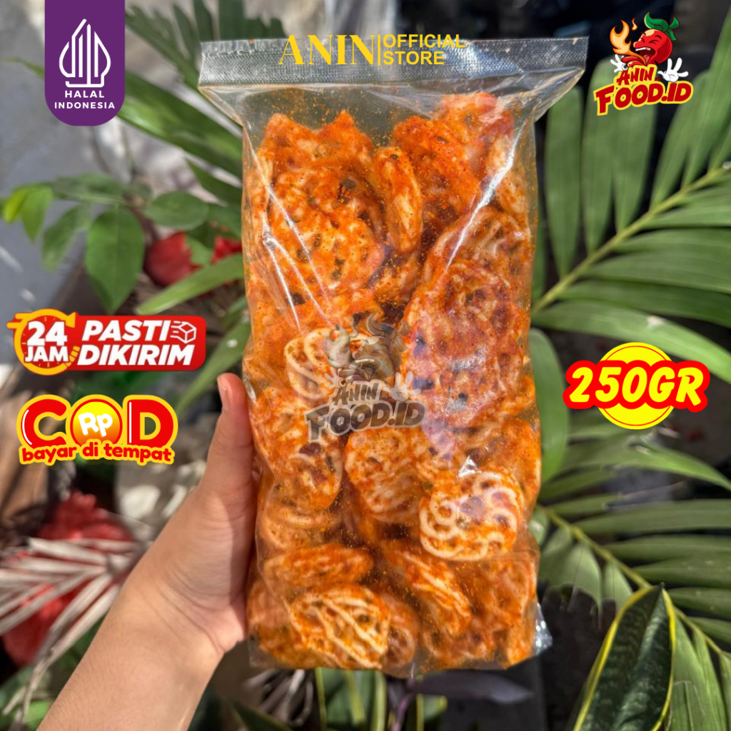 

250GRAM SEBRING RAFAEL PEDAS DAUN JERUK/KERUPUK MAWAR PEDAS AninFood.id