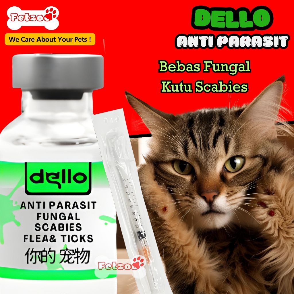 Dello Injeksi Kulit Obat Suntik Parasit Jamur dan Kudis pada Kucing FETZOO