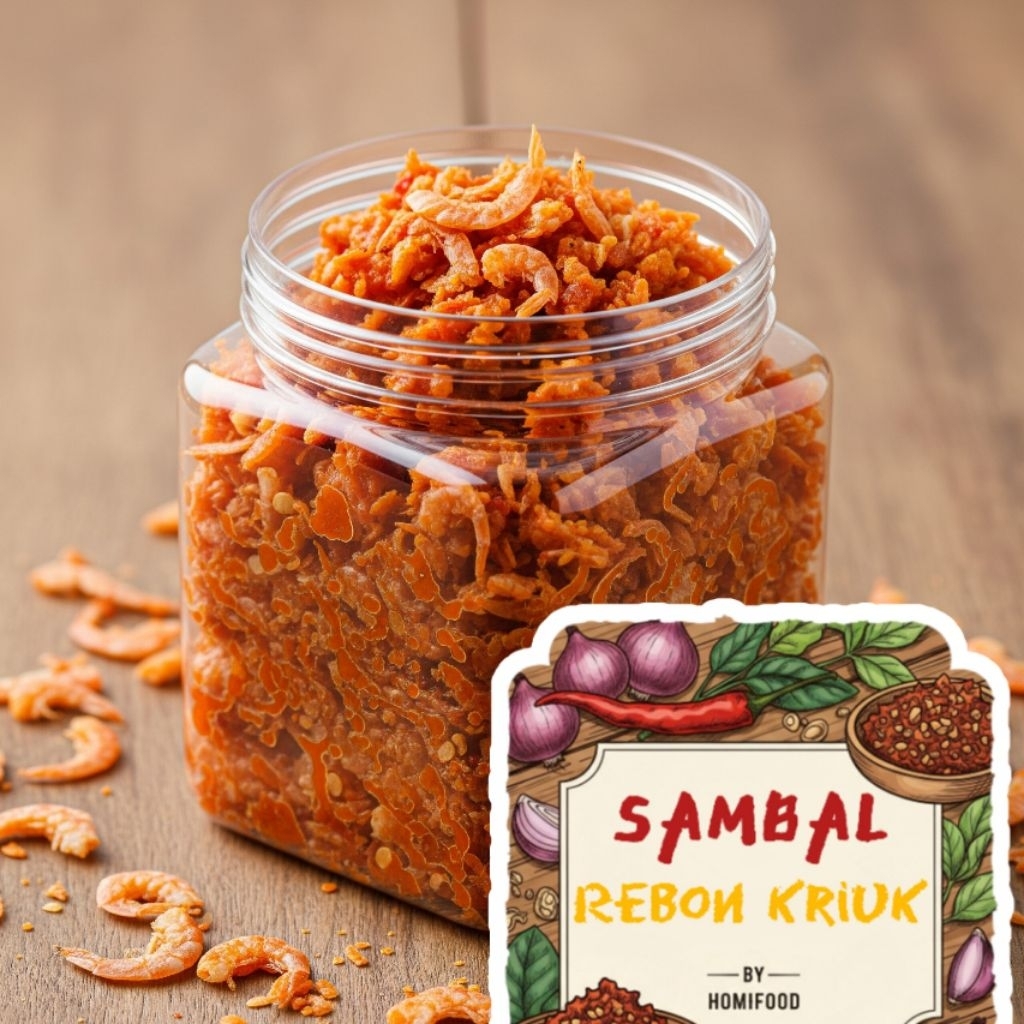 

Sambal Udang Rebon Kriuk Pedas Gurih by homifood menyajikan semua masakan rumahan dengan segala kehangatan keluarga dalam kemasan praktis toples 200ml