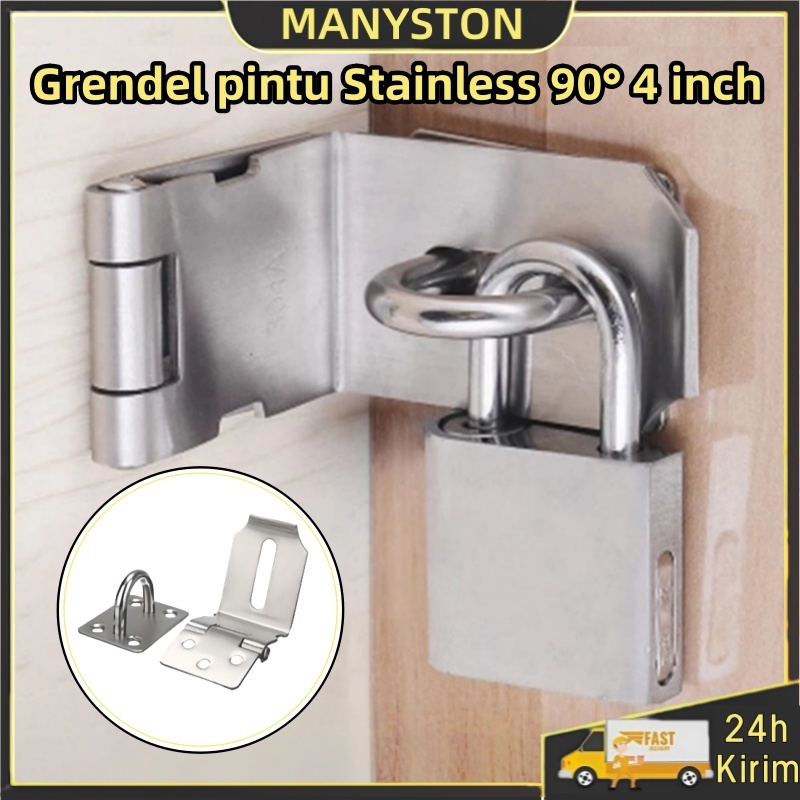 4 Inch Siku Kecil / Kunci Pintu grendel pintu gembok Selot Slot Gembok Overpal SUS Stainless 90° MAN