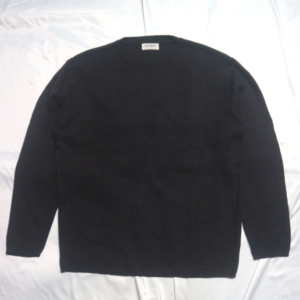 ZAVANAS Knitwear Hitam Black Knitwear Tebal Adem Sweater Sweatshirt Crewneck Rajut Wool Jaket