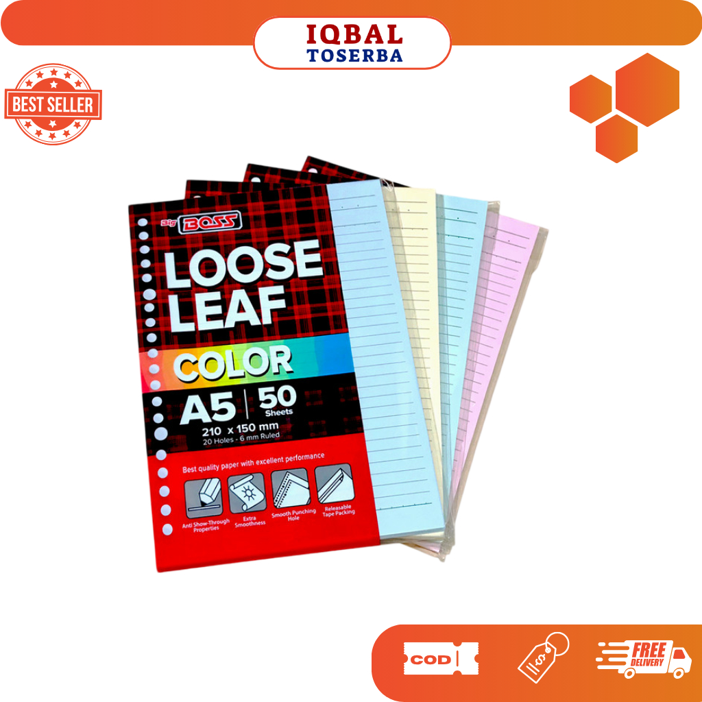 

BIGBOSS LOOSE LEAF A5 50 WRN LENGKAP PASTEL PINK Kertas Paper Stationery