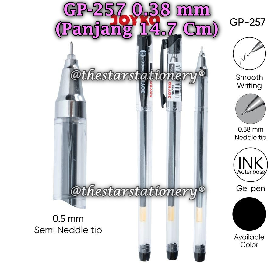 

(1 Pak/12) GROSIR Bolpen JOYKO GP-257 Point Gel 0.38 mm Gel Pen Pulpen Pena Joyko GP-257 (Pak/12)