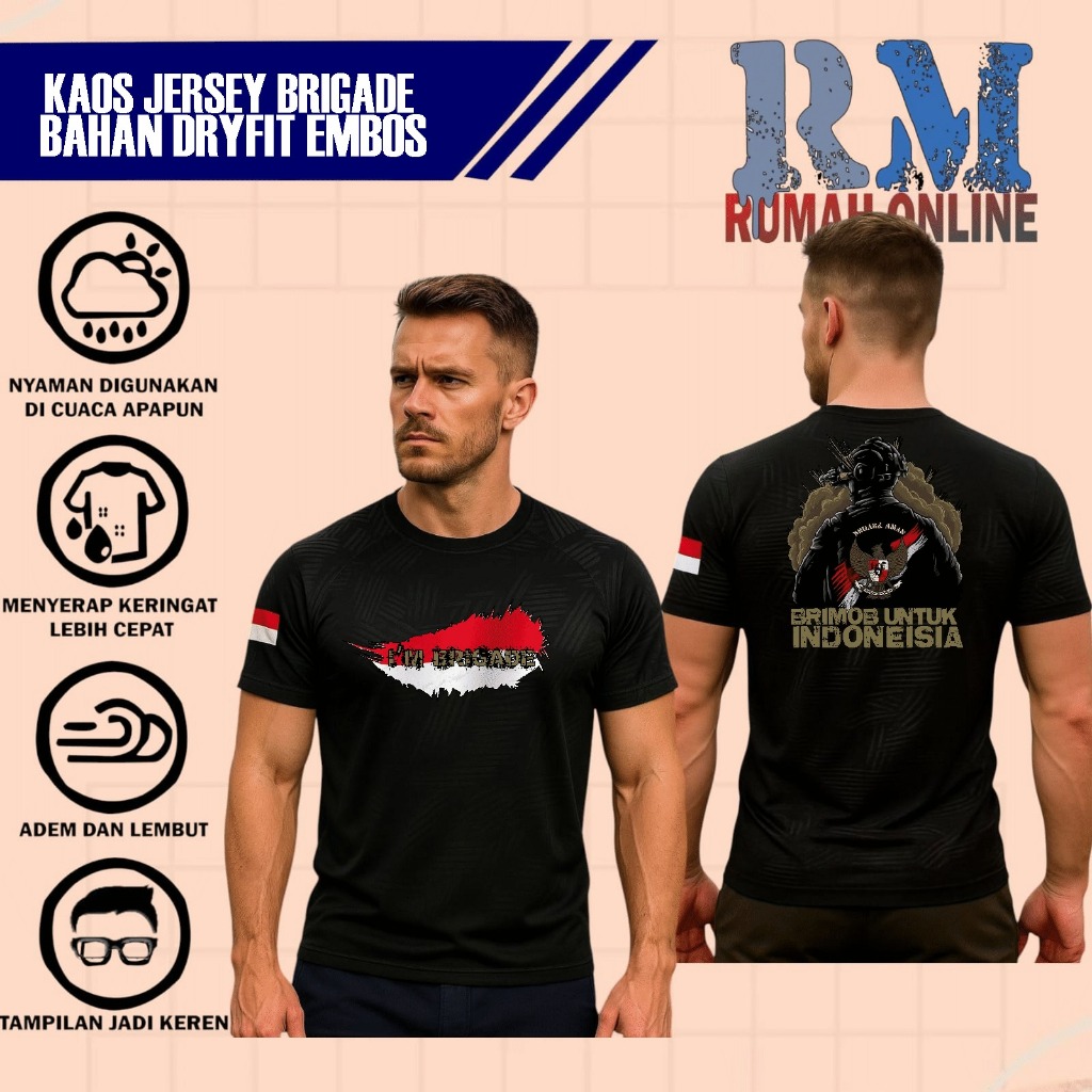 Kaos Brimob Polri - Kaos Jersey Brimob Polri- Kaos DryFit Brimob Polri INDONESIA