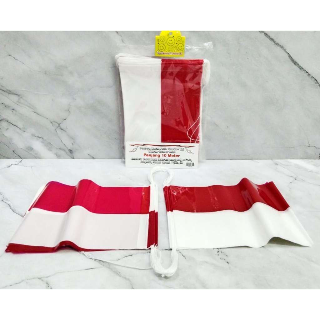 TIRAI PLASTIK MERAH PUTIH 10 METER / BENDERA PLASTIK MERAH PUTIH / TIRAI MERAH PUTIH