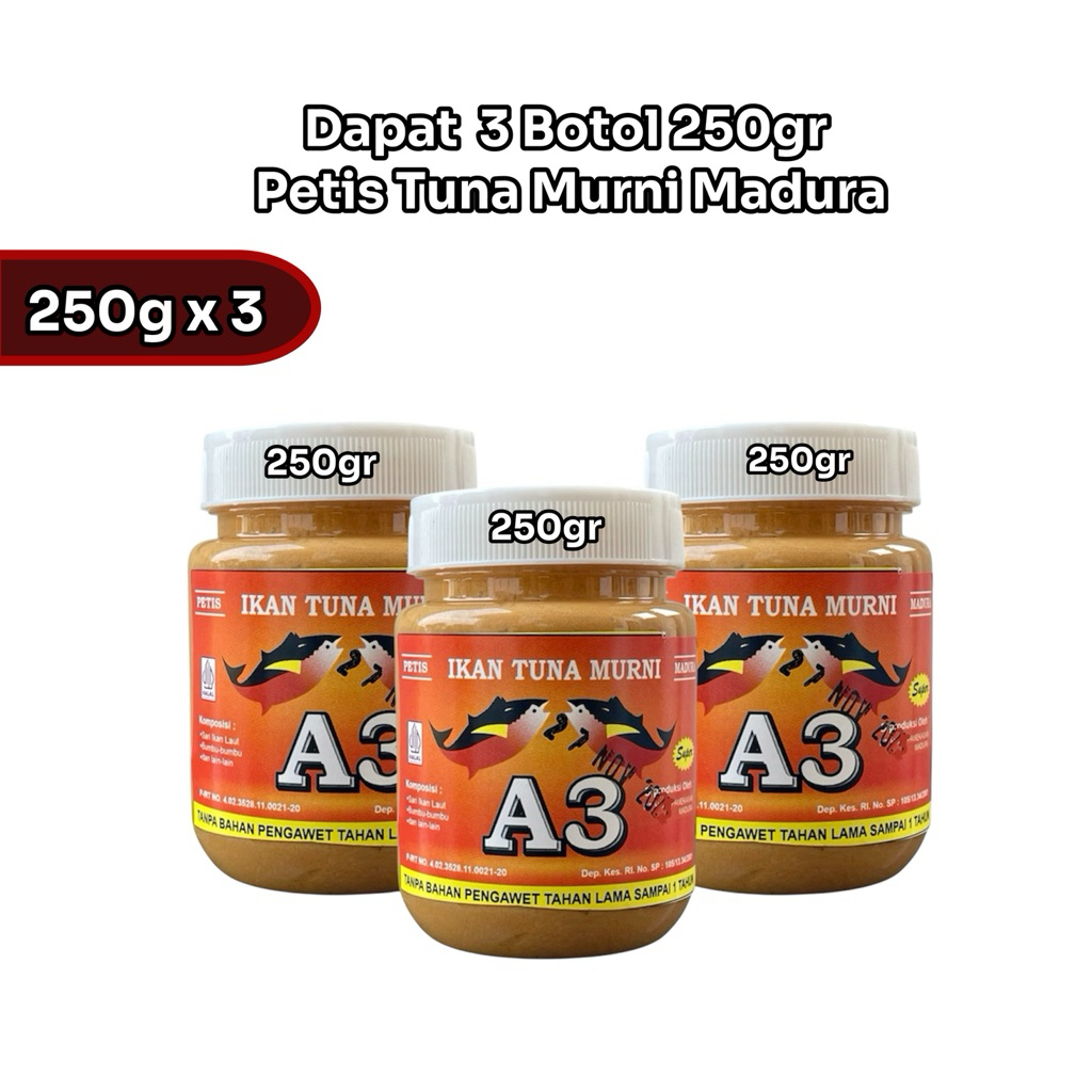 

3 Botol 250gram petis tuna A3 kualitas super asli madura Cocok untuk rujak atau sambal
