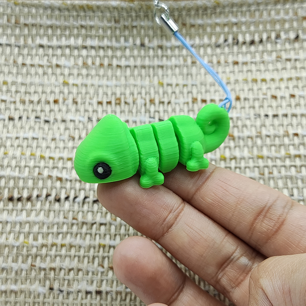 Gantungan Kunci Keychain 3D Printing Hewan Lucu Chameleon Bunglon