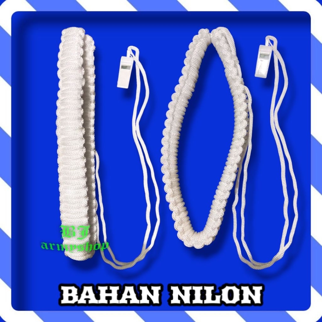 Talikur besar nilon putih kilap pm provos / tali kur nilon  pm polisi militer provos terbaru