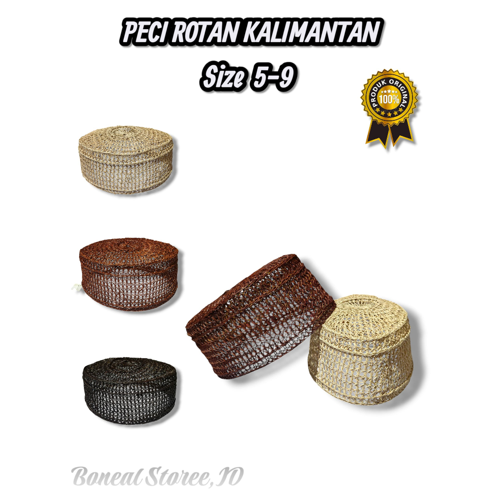 Peci Rotan Kalimantan / Peci Songkok Akar Rotan / Free Packing Kardus Rotan