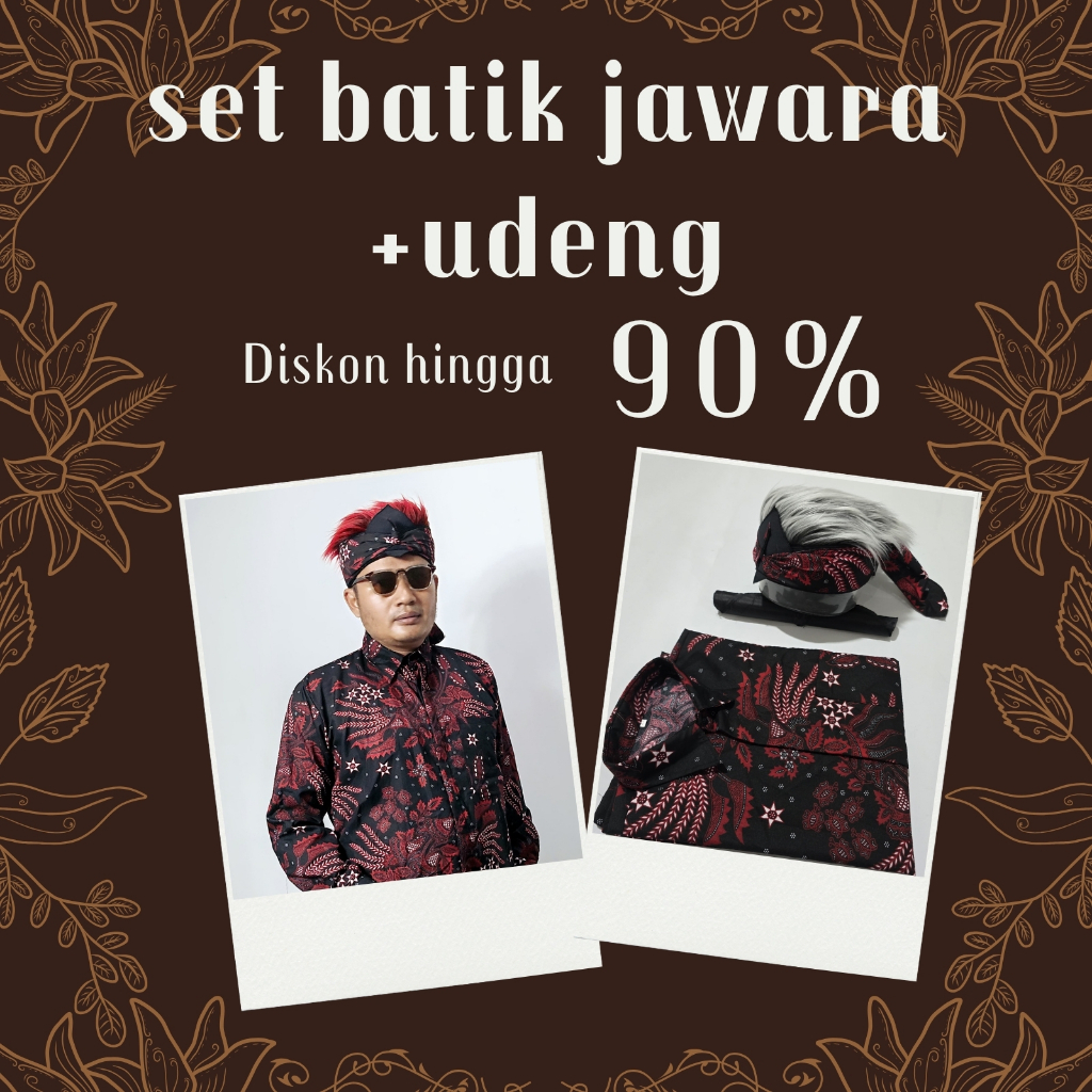 Set Batik Jawara + Udeng Bulu Pria Kekinian | Baju Koko Adat Cowok Gaya