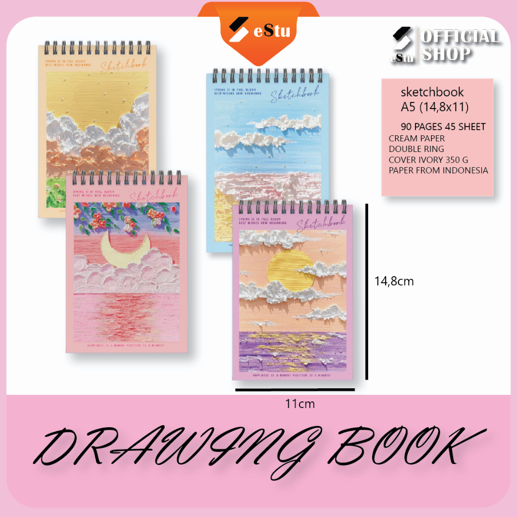 

Estu Sketchbook A4 Buku Gambar A4 Buku Sketsa Vertikal Jilid Spiral 45 Lembar 90 Halaman