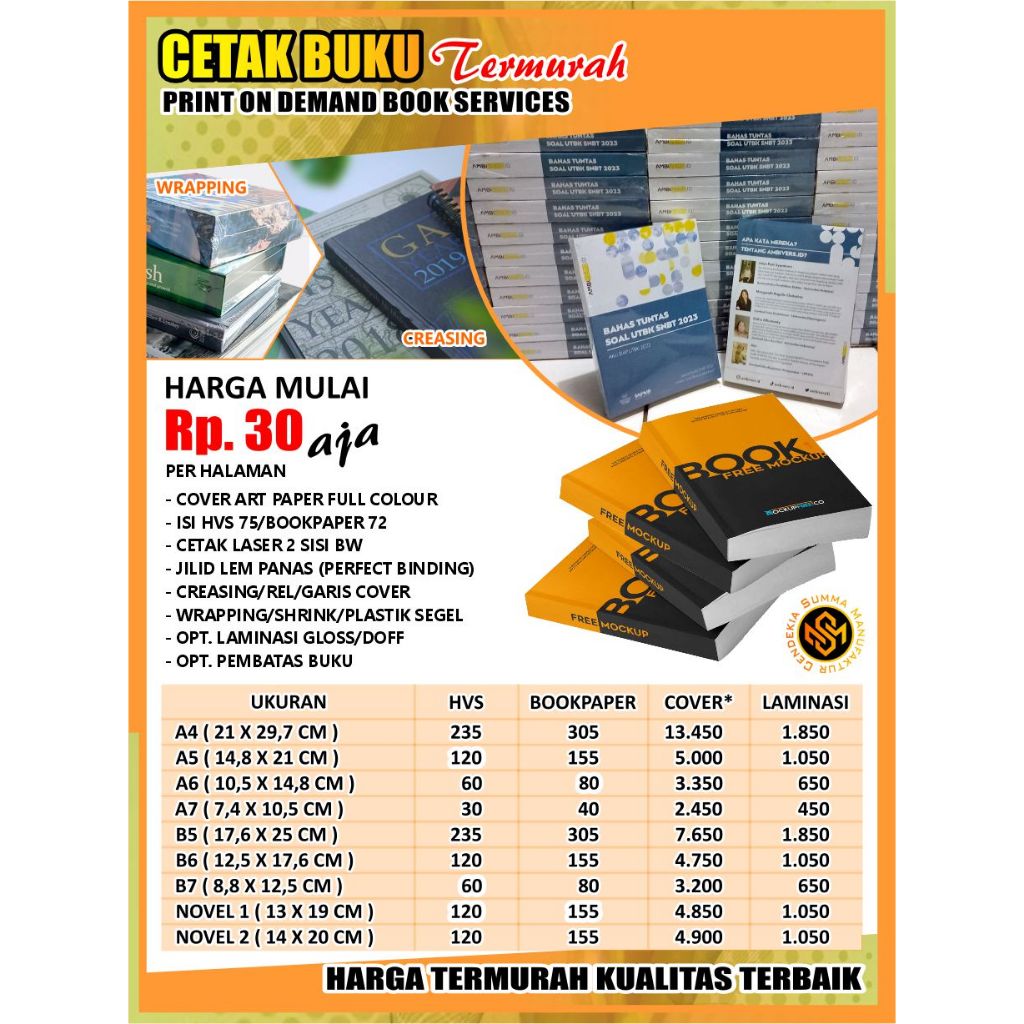 

[TERMURAH] Print Buku Kertas HVS A4 - A5 - A6 Print On Demand Book Custom Kostum Laser Offset Percetakan Murah Termurah