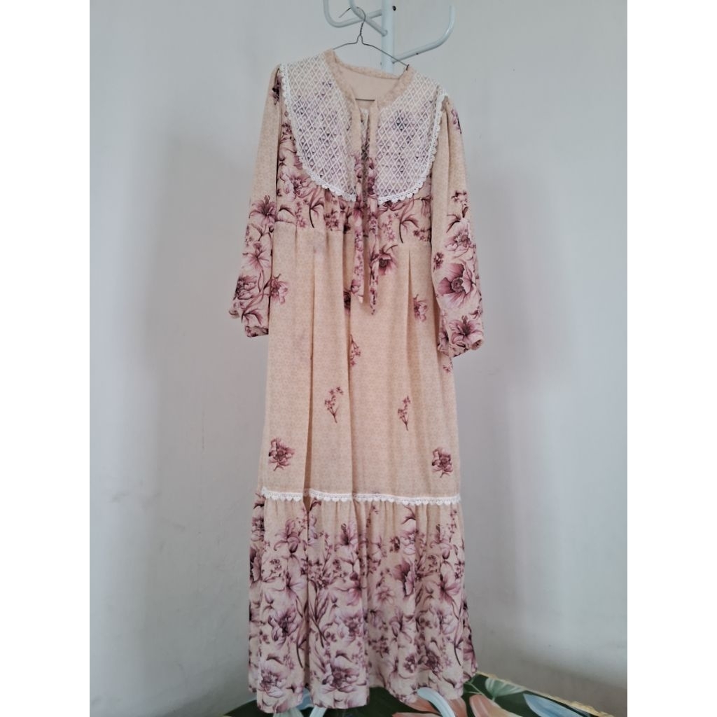 gamis maxi flower dress brand yuri fashion meijiwang bkk new bukan preloved seken second bekas