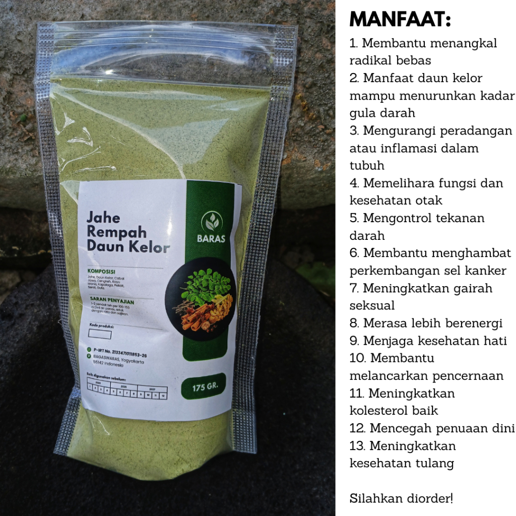 

Jahe Rempah Daun Kelor Tanpa Gula BARAS 100g