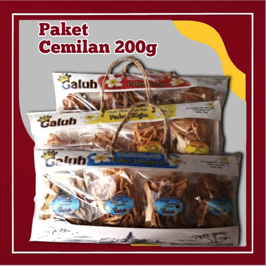 

Paket Cemilan Galuh 200g – Oleh Oleh Bali Campur Kacang Disco, Keripik Renyah, Stik Keju Halal