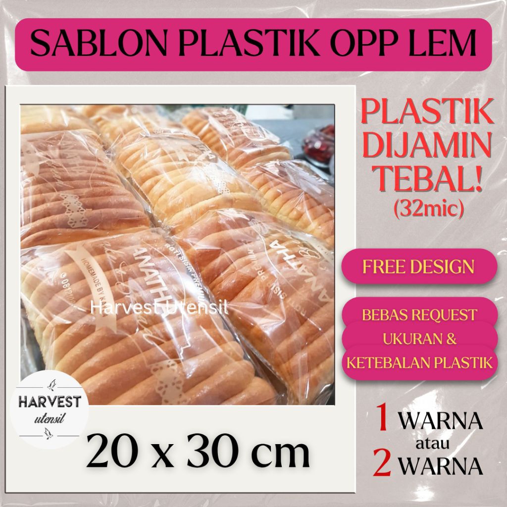 

Sablon Plastik OPP Lem 20x30 Roti Kue Toast Cookies Makanan Aksesoris Fashion Baju Tebal