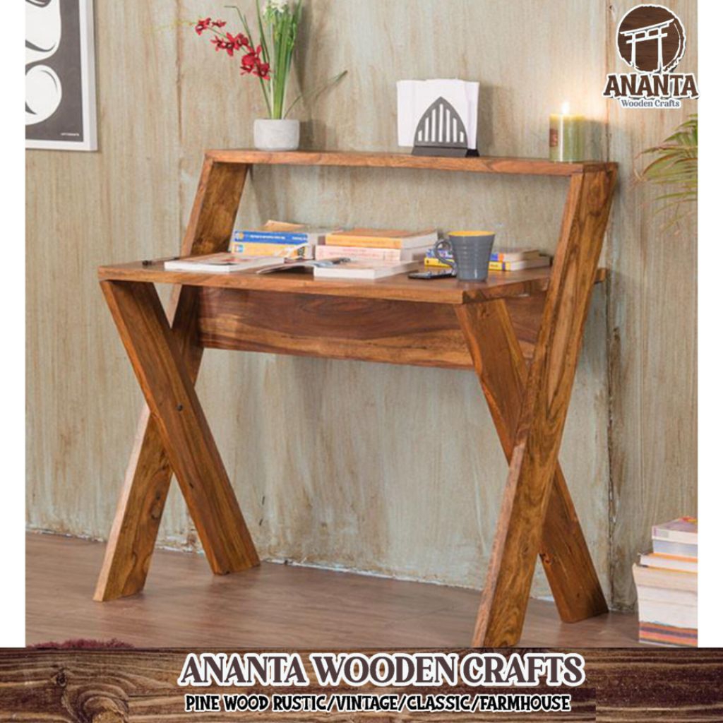 handmade desk meja kerja meja belajar kayu solid