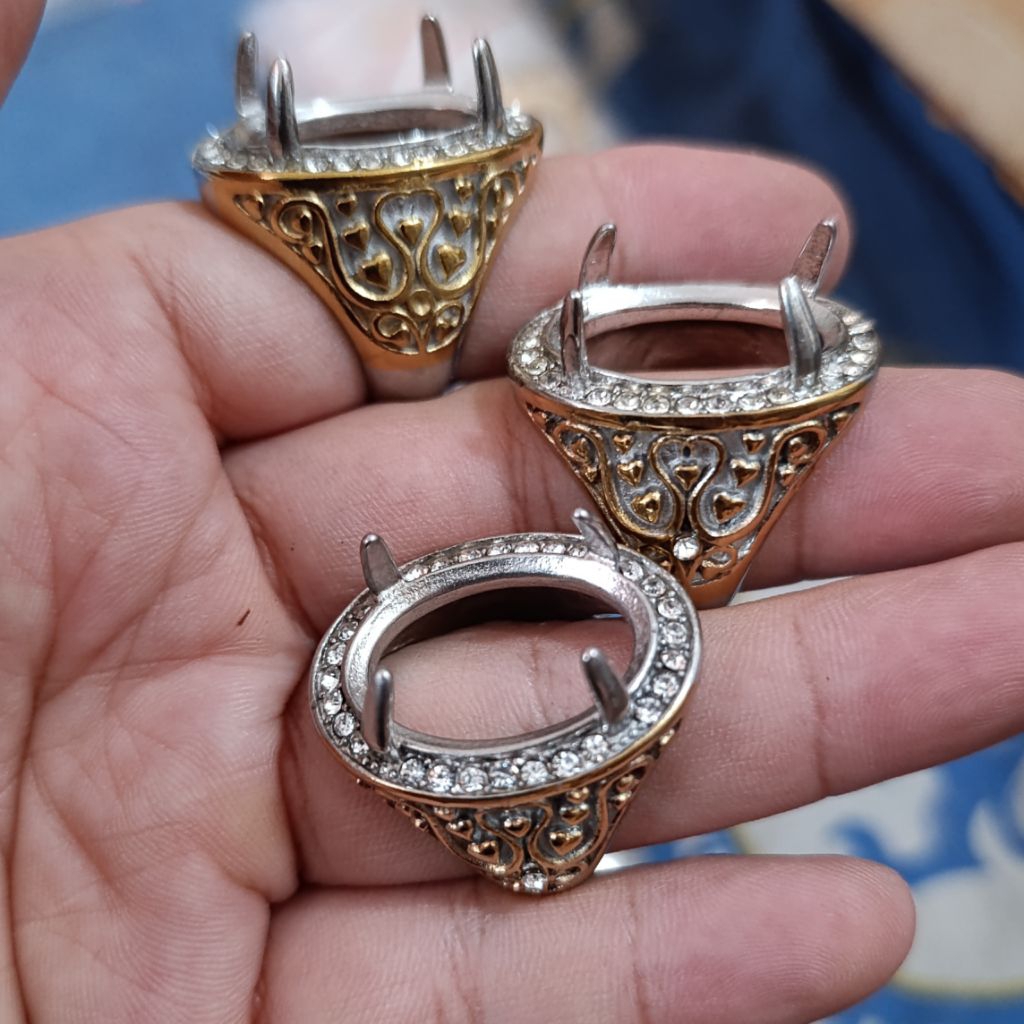 T 05 Emban Cincin Ring Akik Joss Titanium Mewah 25x18 mm Untuk Pancawarna Junder Sulaiman Teratai dl