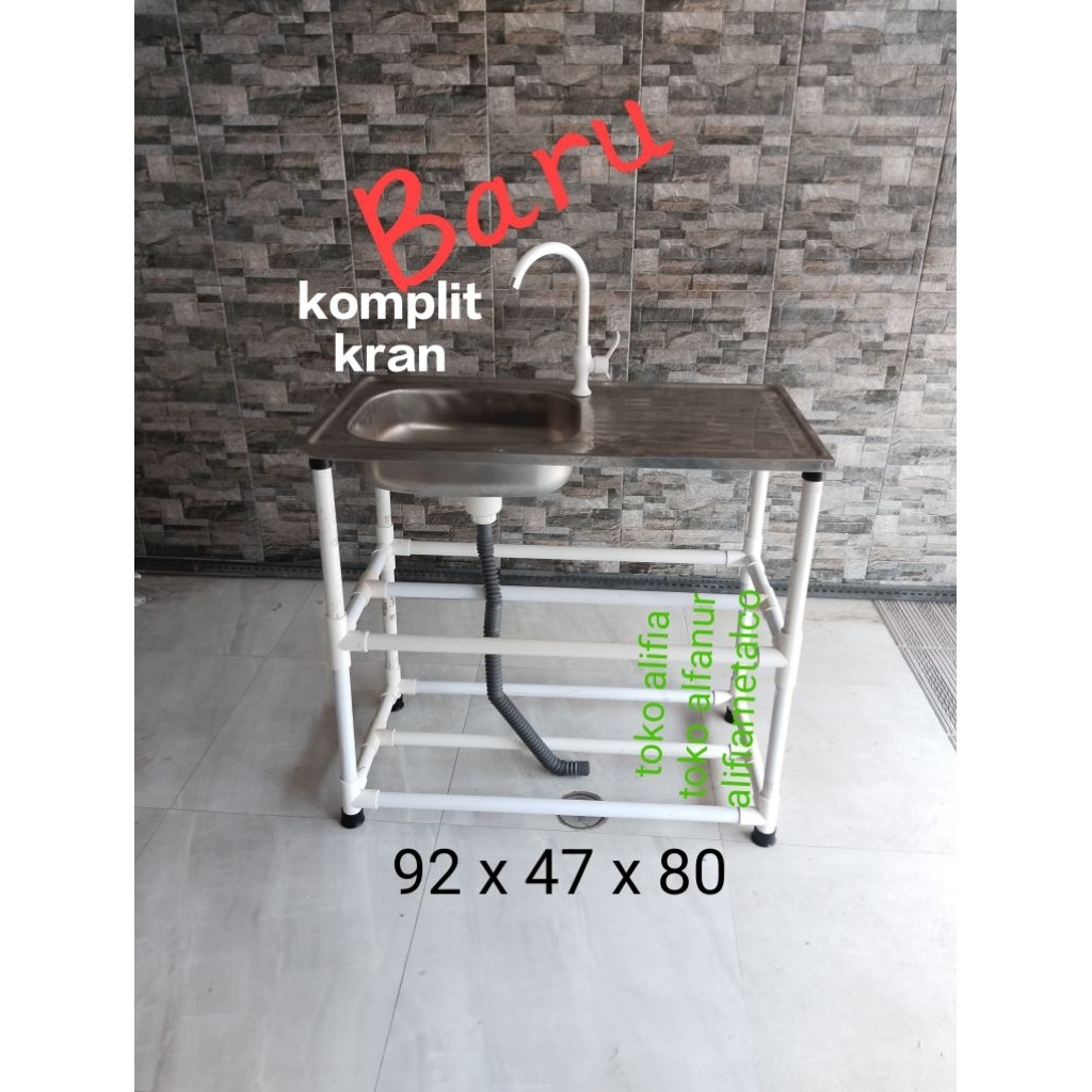 wastafel bak cuci piring stainless crown tiang kaki pipa pvc