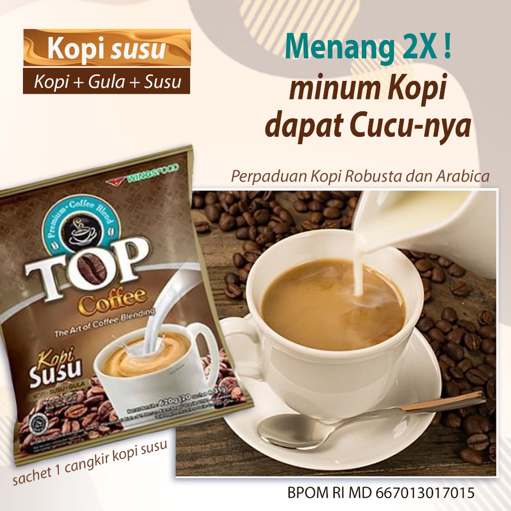 

Kopi Bubuk Kopi susu instant BEST SELLER kopi susu plus gula paling banyak digemari kaum pecinta ngopi Gurihnya Aroma kopi lezatnya kental susu menjadikan Kopi ini terlaris di penjualannya ~ kopi susu 3-1 instant sachet