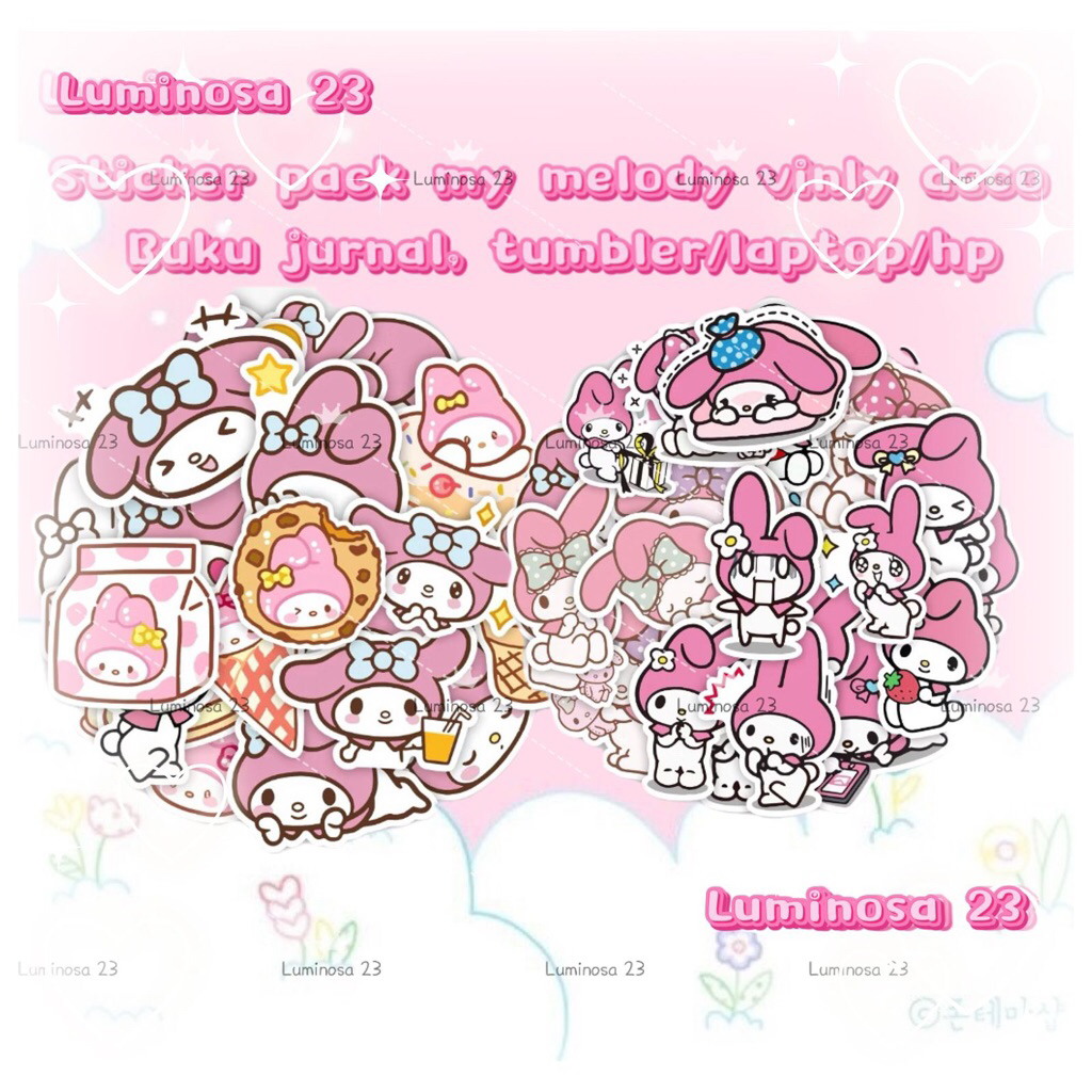 

Sticker pack (50 pcs) MY MELODY vinly deco for book buku jurnal laptop Hp tumbler