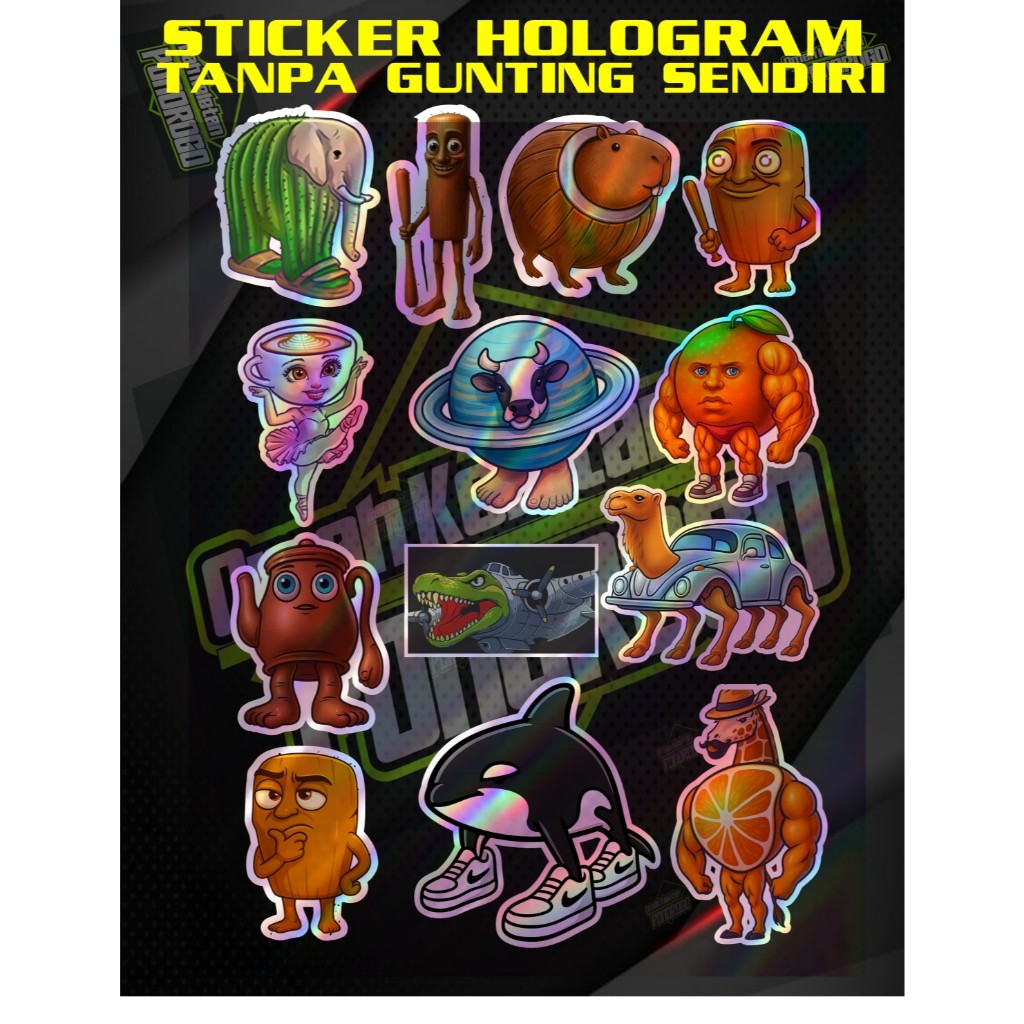 

stiker karakter brainrot tung tung tung sahur hologram