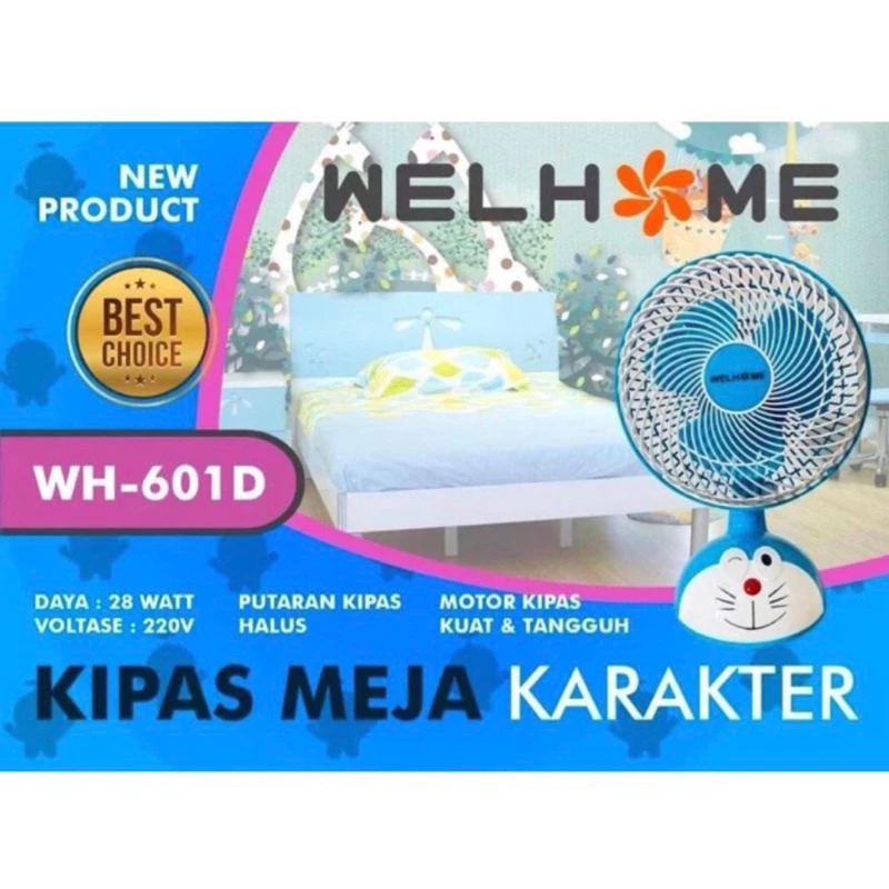 Kipas Angin Meja Karakter 10 inch Kemasan Dus / Kipas Angin Karakter Welhome 10" Kemasan Dus / Kipas