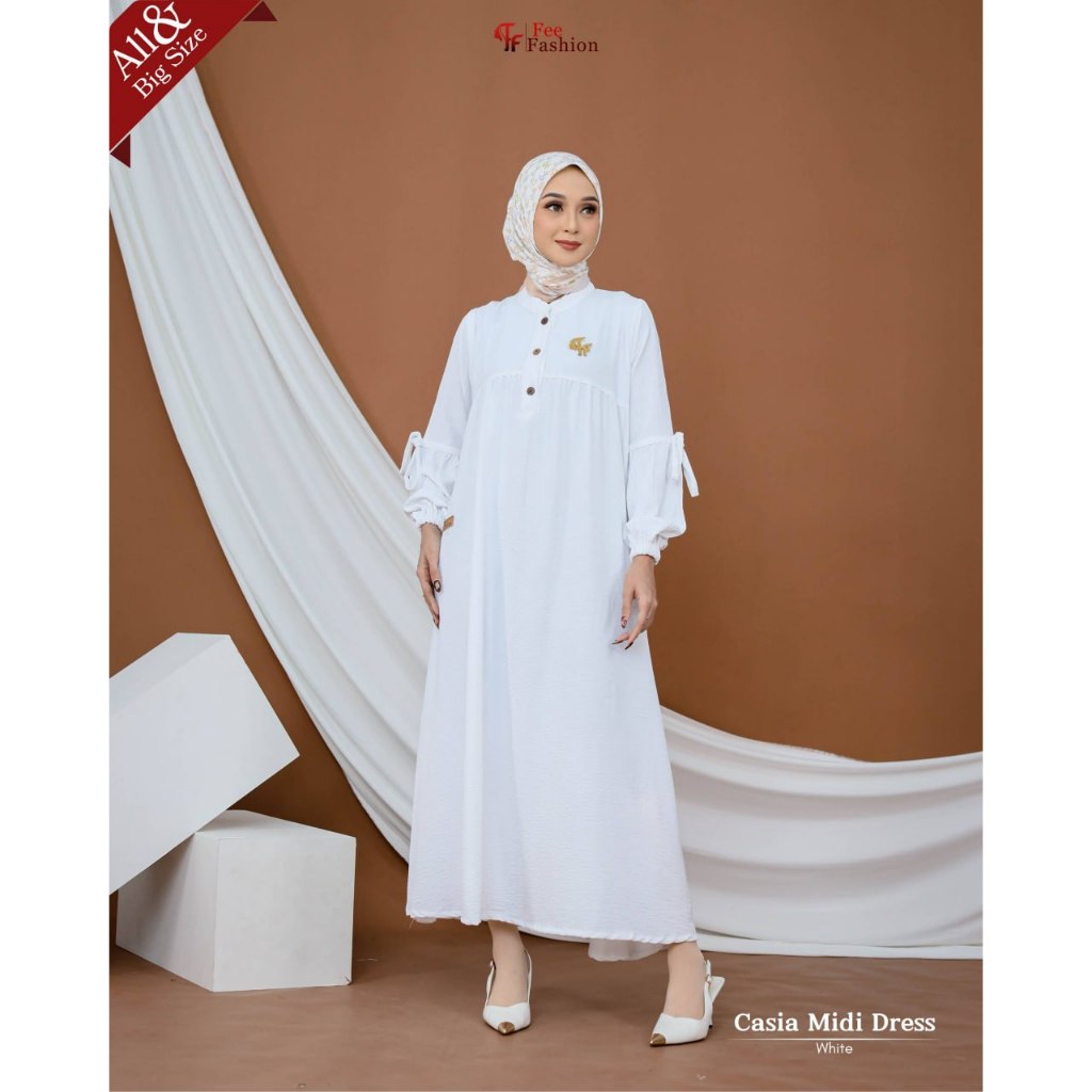 Fee Fashion Casia Midi Dress Bahan Crinkle Premium
