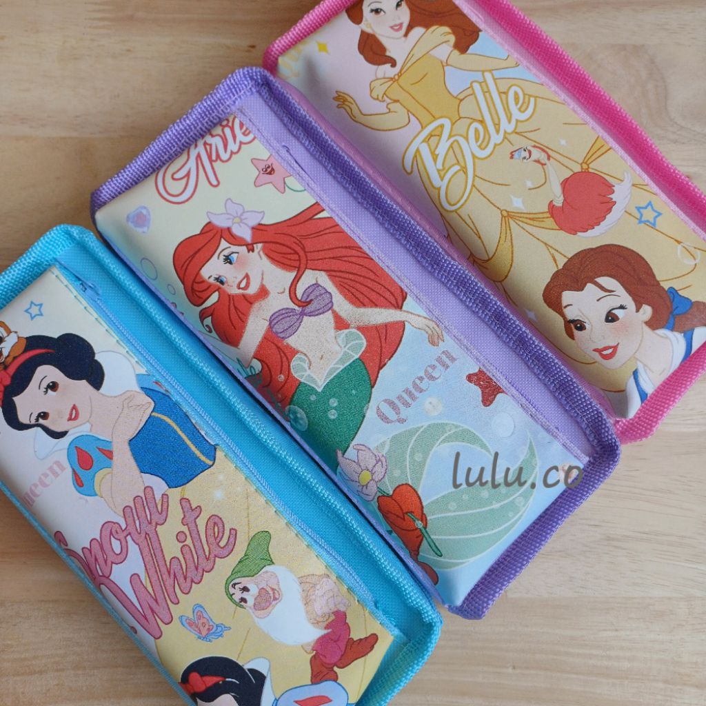 

Kotak pensil case canvas 2 ruang B051 DISNEY PRINCESS little mermaid belle snow white