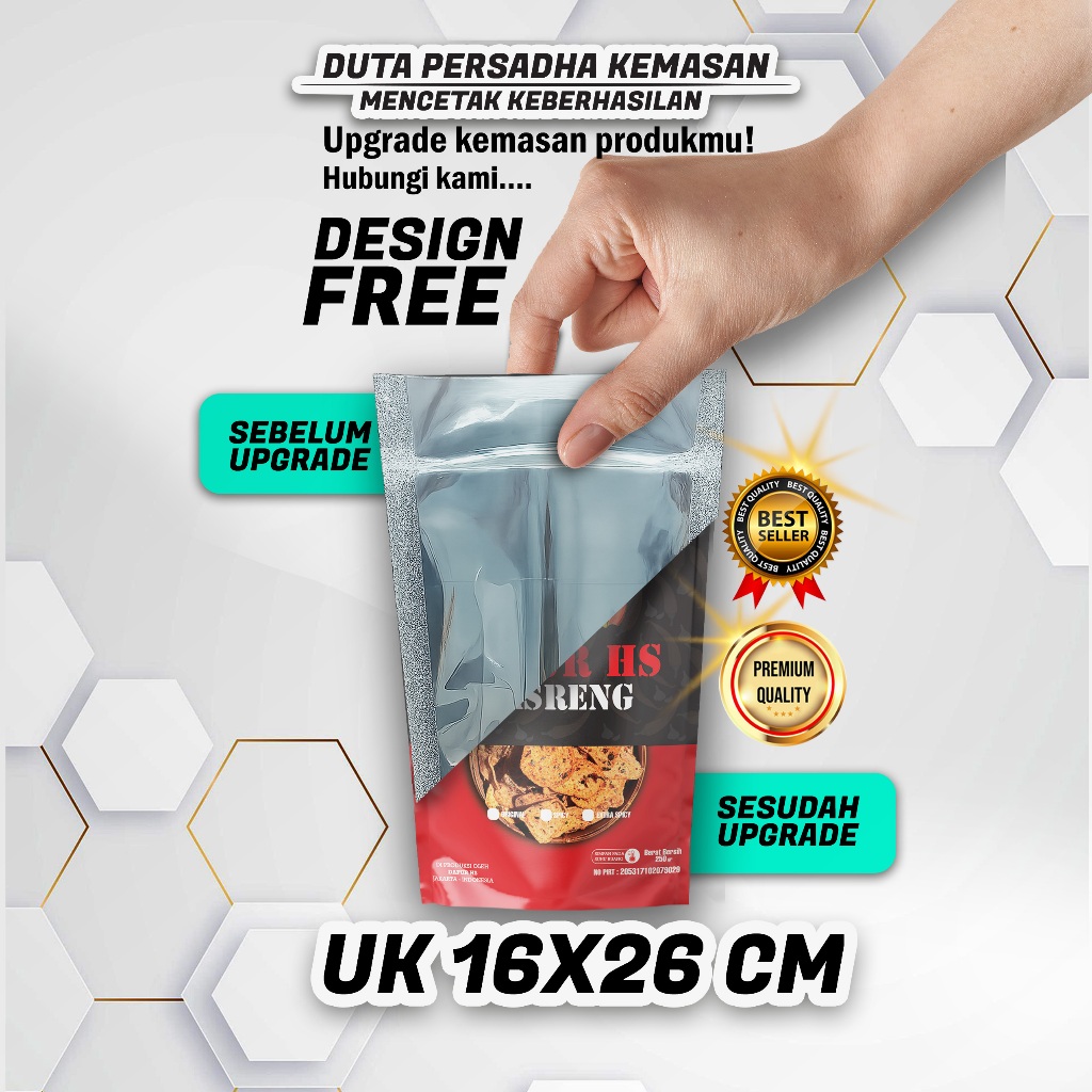 KEMASAN 16x26 | FULL PRINT | STANDING POUCH | CUSTOME | PLASTIK | CETAK STANDING POUCH | STANDING  P