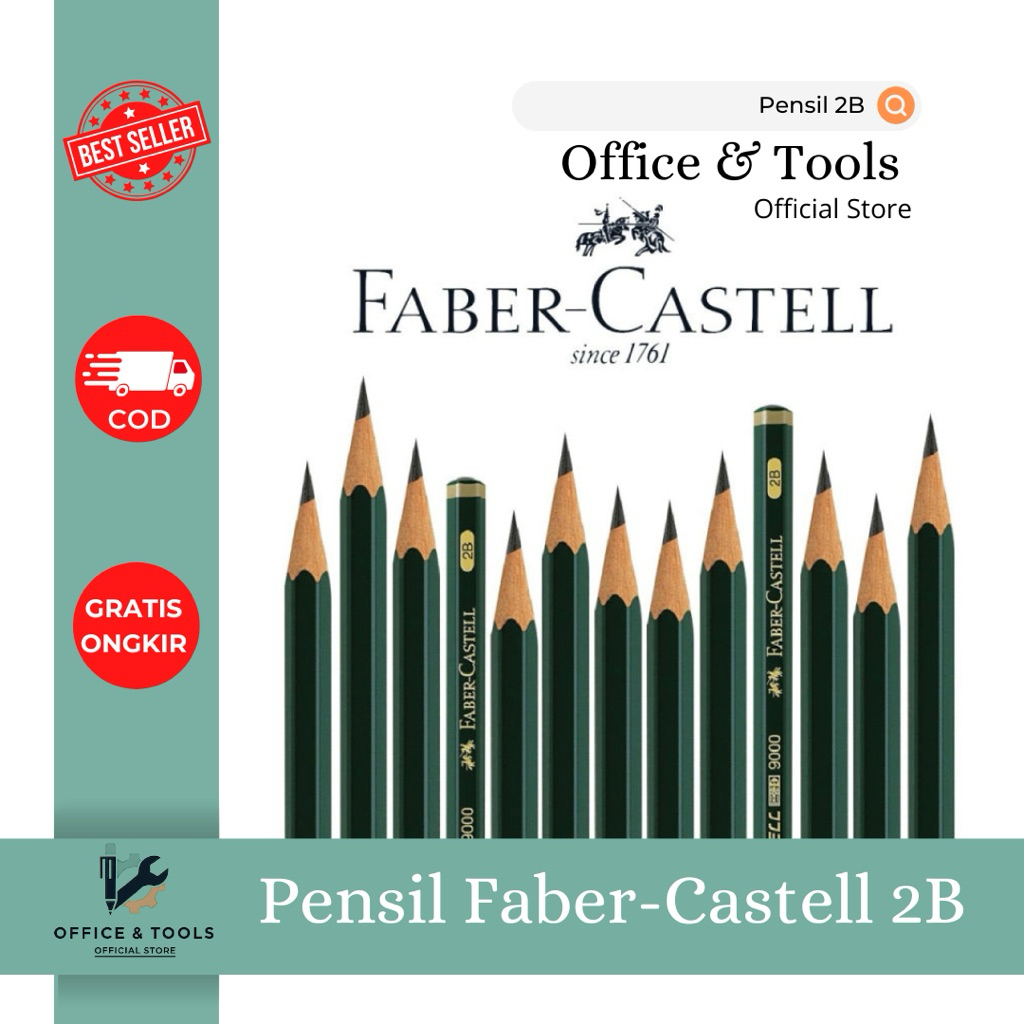 

Pensil Faber-Castell 2B 9000 Hitam Pekat Kuat Untuk Menggambar Ujian Office & Tools