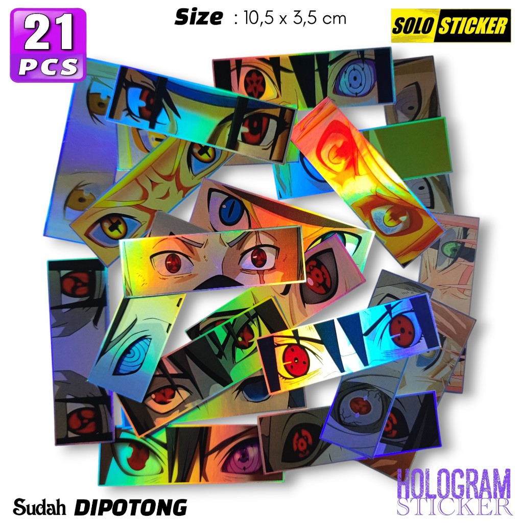 

Stiker Anime Mata Naruto 21 pcs Paper Hologram Waterproof Sticker Dekorasi Koper Laptop Handphone
