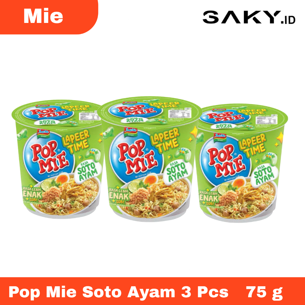 

Paket HEMAT Pop Mie Soto Ayam Lapeer Time 3 Pcs