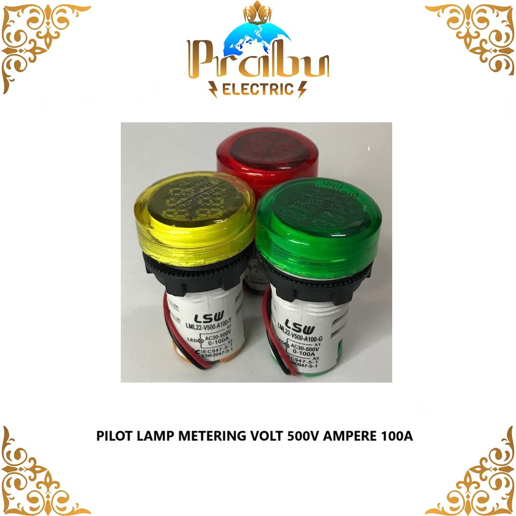 PILOT LAMP VOLT 500V AMPERE 100A/ PILOT LAMP V+AM / PILOT LAMP VOLTMETER AMPERE METER