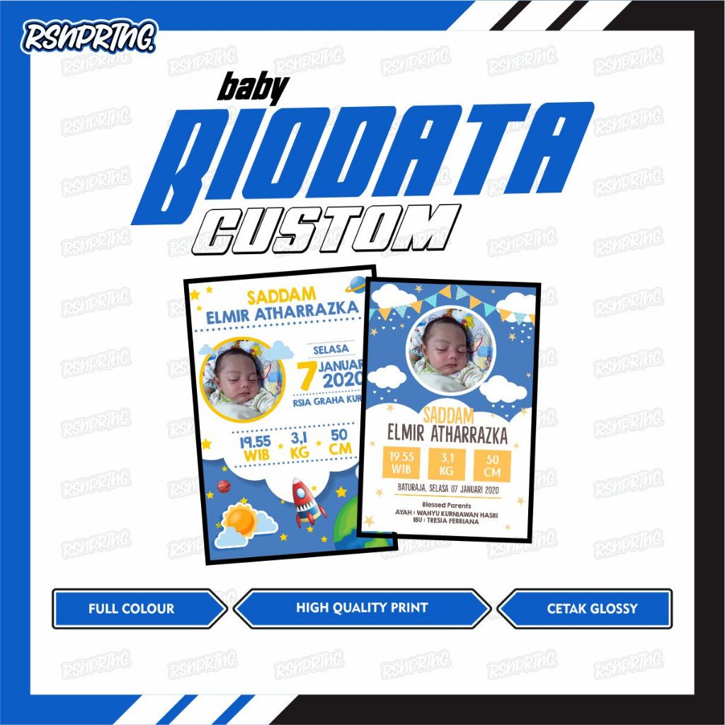 BIODATA BAYI / PAPAN BIODATA KELAHIRAN BAYI CETAK FRAME MDF MURAH