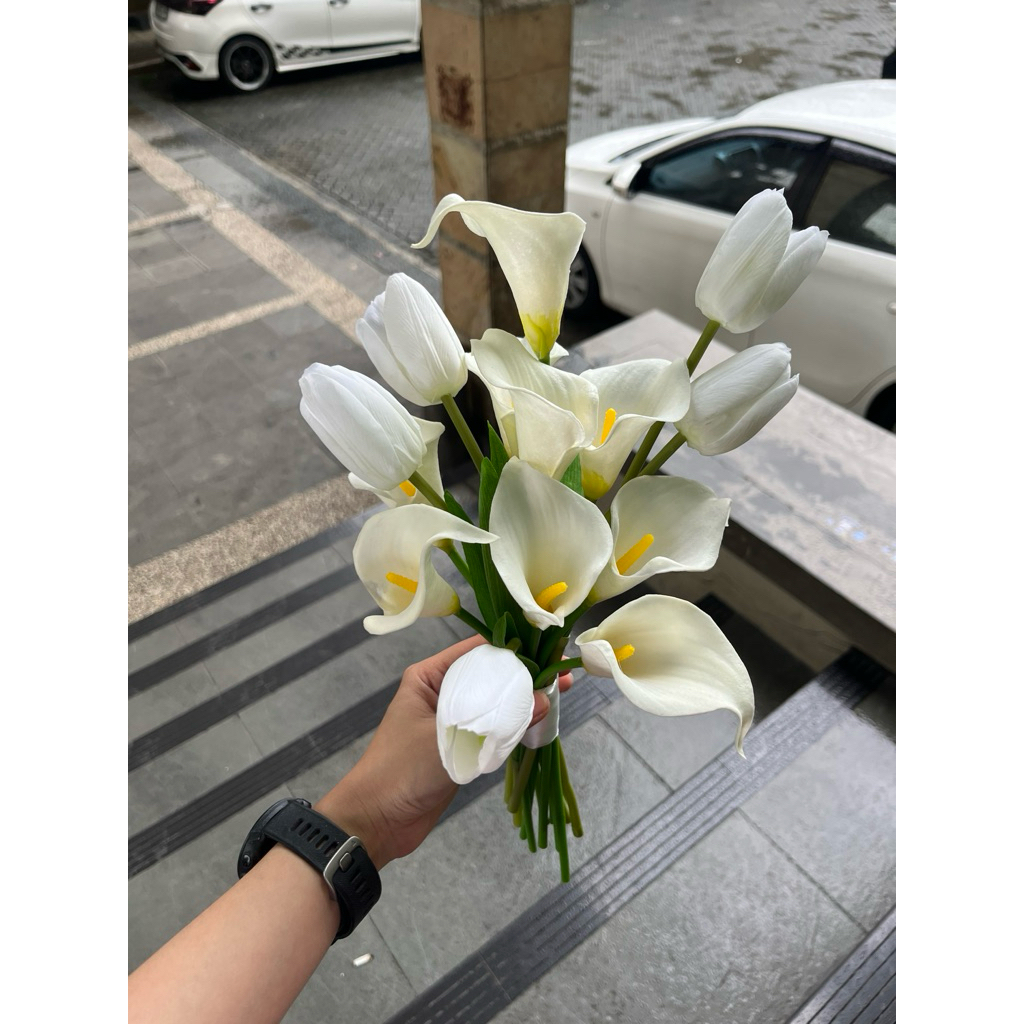 Artificial Calla Lily hand bouquet prewedding bunga wedding