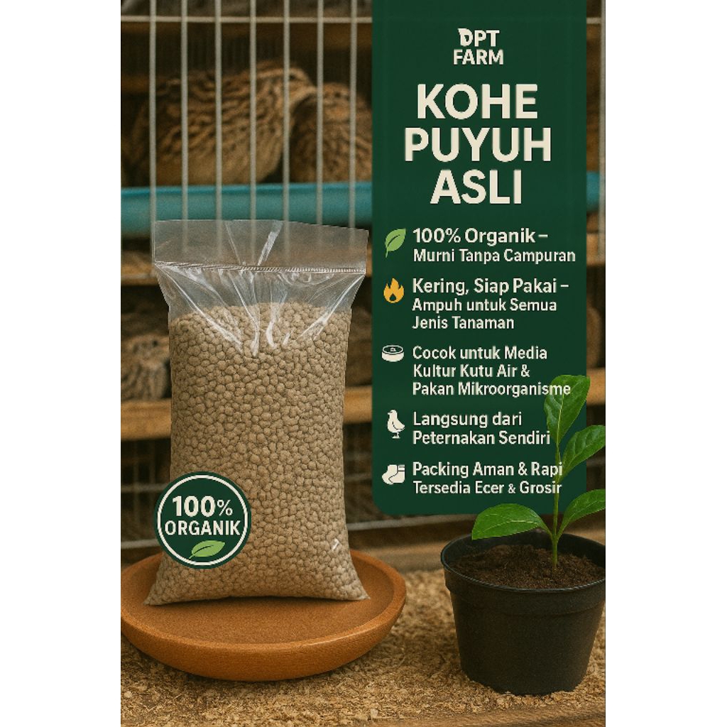 KOHE PUYUH KOMPOS PUYUH KERING  KEMASAN 1 KG
