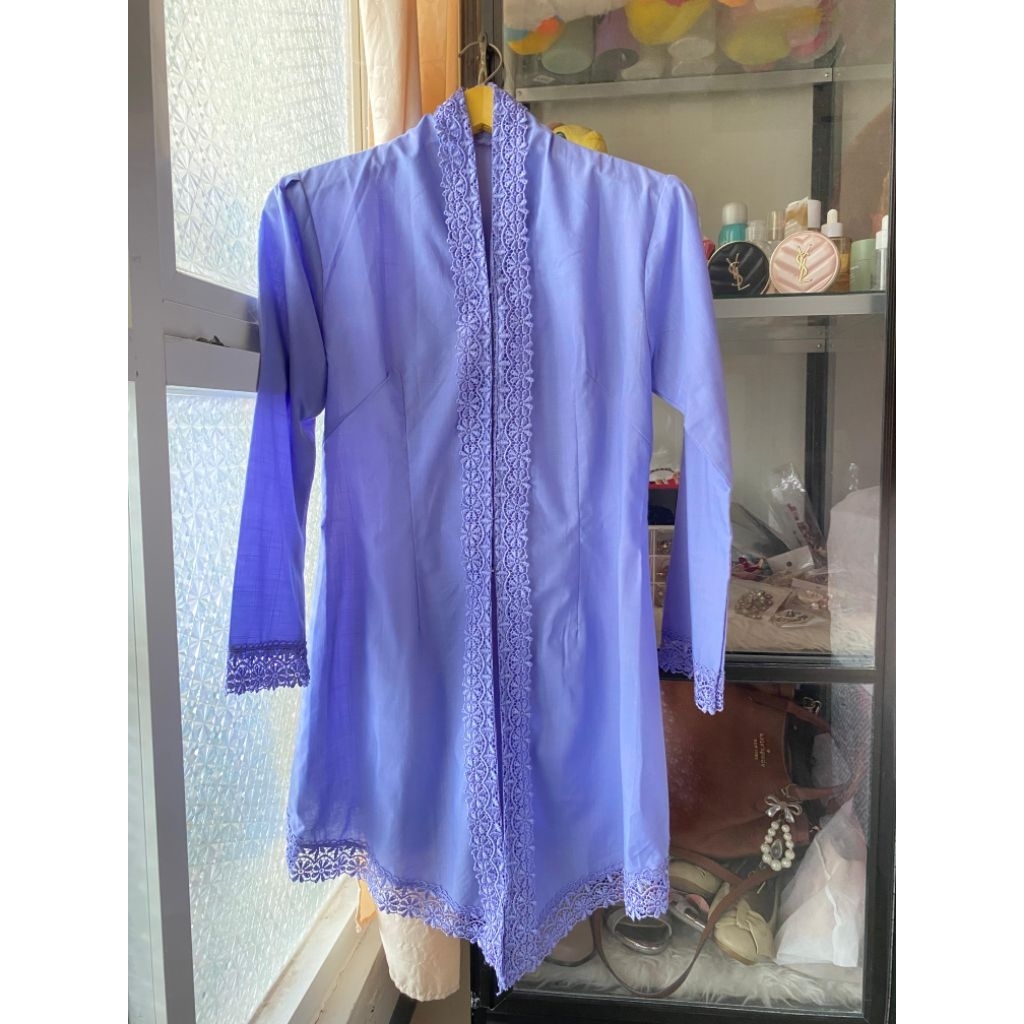 Kebaya kartini encim lilac blue bordir