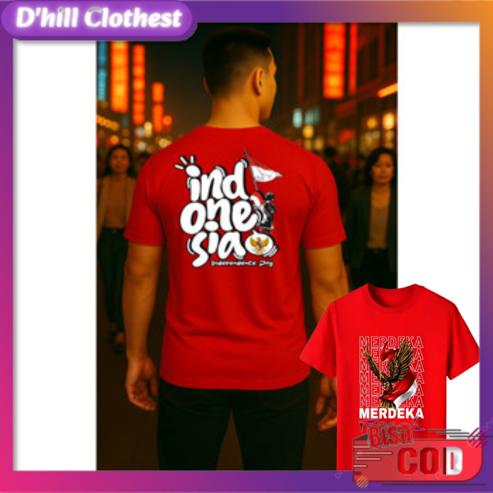 Kaos Distro Motif HUT Republik Indonesia / Kaos 17 Agustus Model Terbaru Lengan Pendek Unisex
