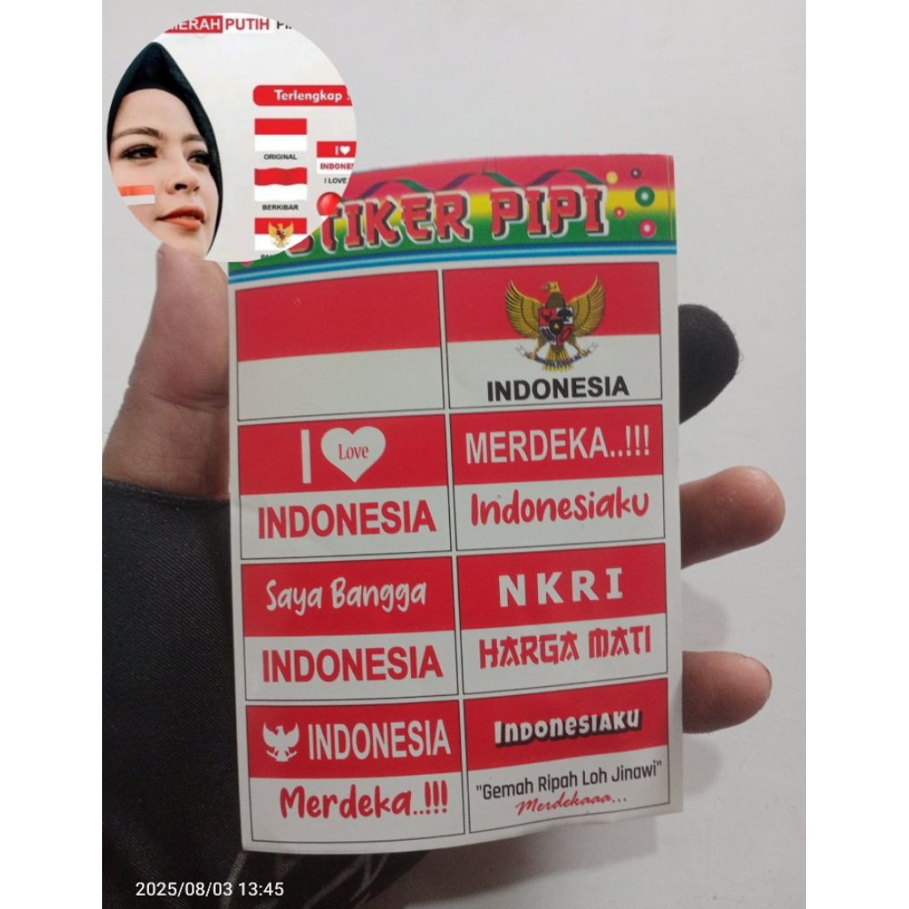 

stiker pipi merah putih lembaran isi 8 UK 4x3cm