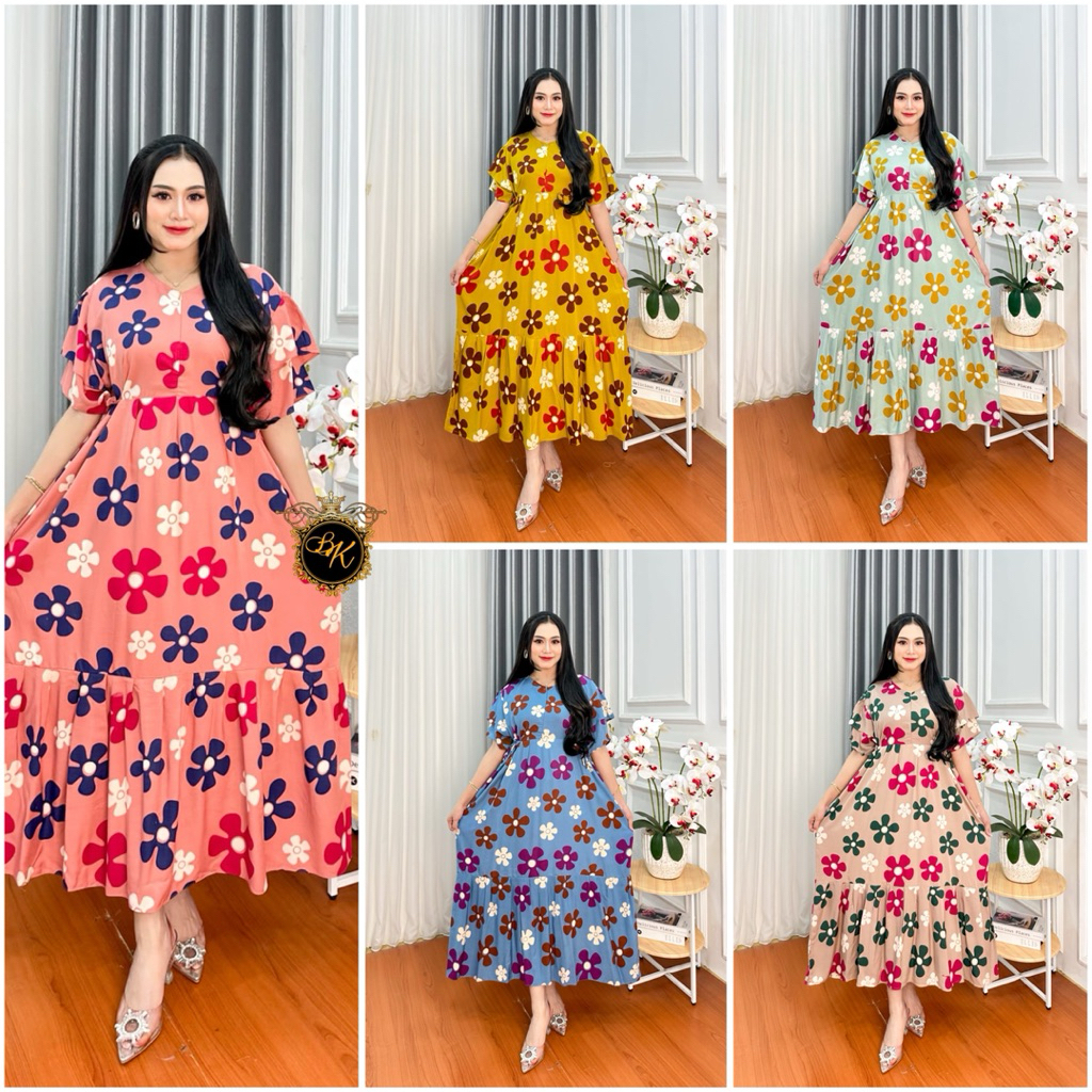 Daster Kanaya Jumbo Ld 130| Dress Kanaya Jumbo| Dress Bunga Jumbo| Daster Busui Jumbo