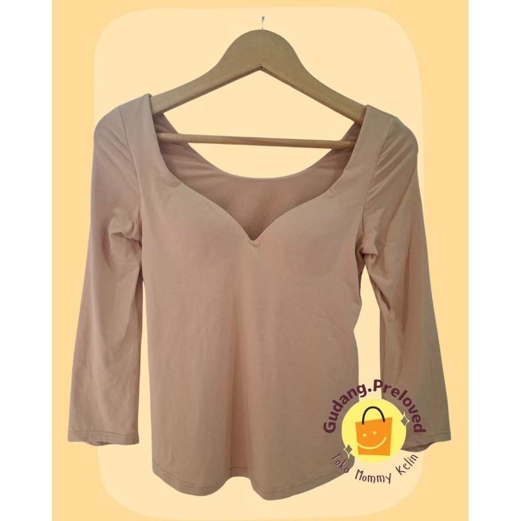 Uniqlo Women's Mame Kurogiuchi AIRism Cotton Bra 3/4 Sleeve T-Shirt - Preloved