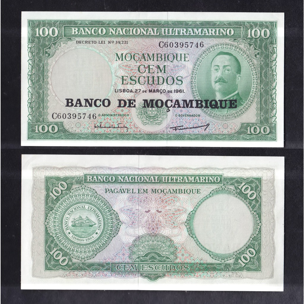 Uang kertas asing Mozambik 100 Escudos tahun 1976