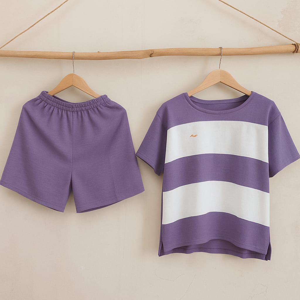 Setelan Wanita Blaster Pendek | One Set Kaos & Celana Pendek Korea Style Casual