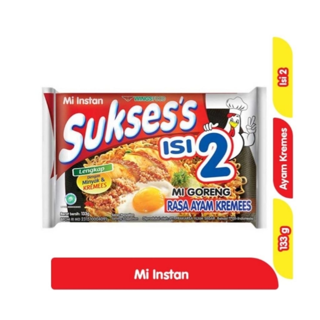 

Sukses's Isi 2 Mie Instan Goreng Ayam Kremes 133 g
