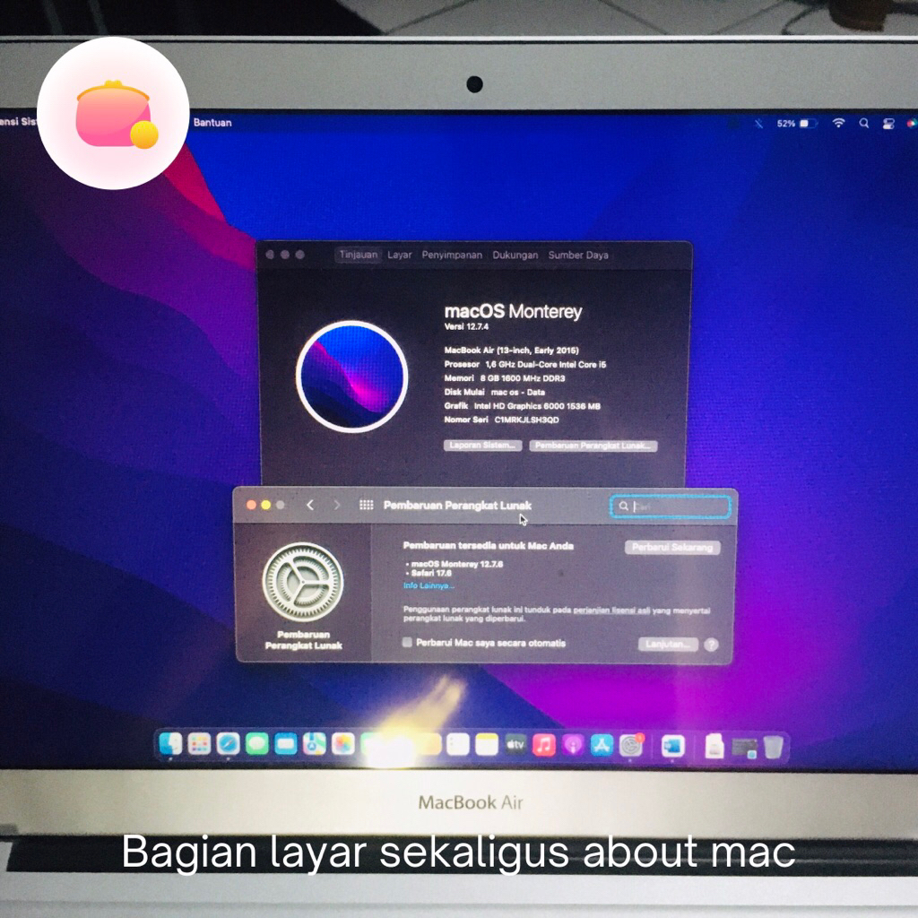 Macbook air 2015 13’inch Ibox 8gb/128gb