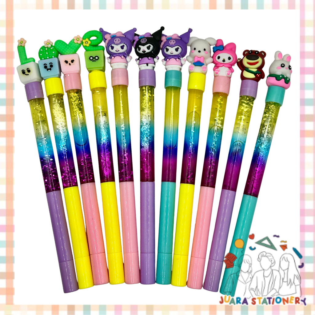 

(772) Pulpen Borci Glitter 0.5 mm Tinta Hitam / Bolpen Pulpen Kuromi Pulpen Melody Pulpen Lotso